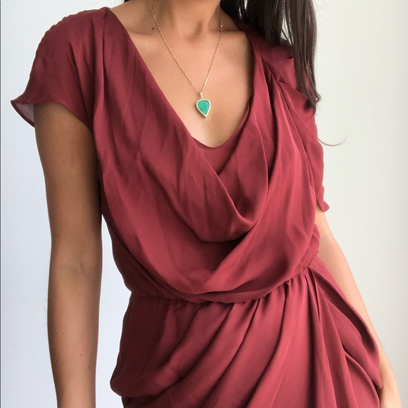 NWT Haute Hippie Silk Asymmetrical Rust Cowl Dress - Picture 4 of 7